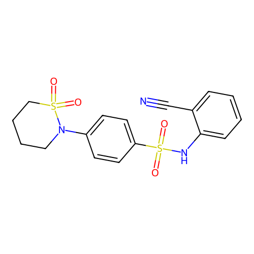 N-(2-cyanophenyl)-4-(1,1-dioxido-1,2-thiazinan-2-yl)benzenesulfonamide structure