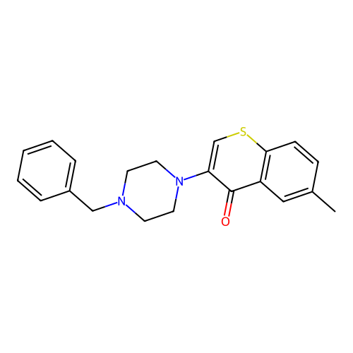 3-(4-benzylpiperazin-1-yl)-6-methyl-4H-thiochromen-4-one structure