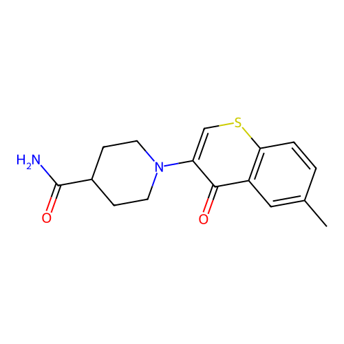 1-(6-methyl-4-oxo-4H-thiochromen-3-yl)piperidine-4-carboxamide structure