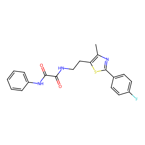 N-{2-[2-(4-fluorophenyl)-4-methyl-1,3-thiazol-5-yl]ethyl}-N'-phenylethanediamide structure