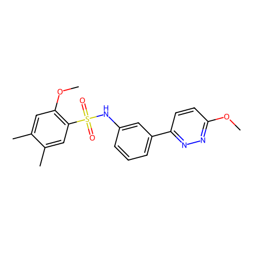 2-methoxy-N-[3-(6-methoxypyridazin-3-yl)phenyl]-4,5-dimethylbenzene-1-sulfonamide structure