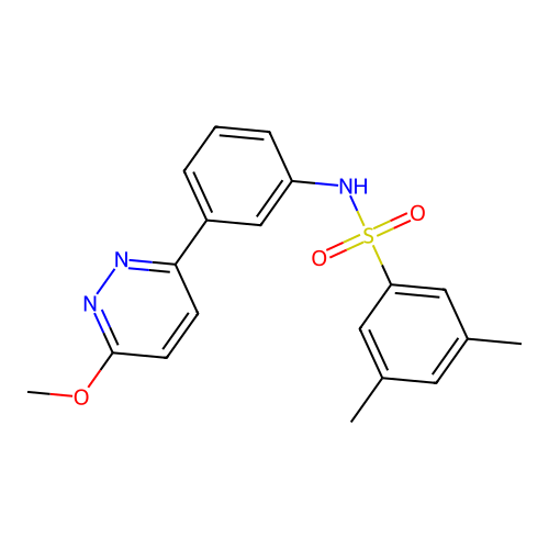 N-[3-(6-methoxypyridazin-3-yl)phenyl]-3,5-dimethylbenzene-1-sulfonamide structure