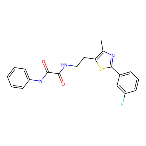 N-{2-[2-(3-fluorophenyl)-4-methyl-1,3-thiazol-5-yl]ethyl}-N'-phenylethanediamide structure