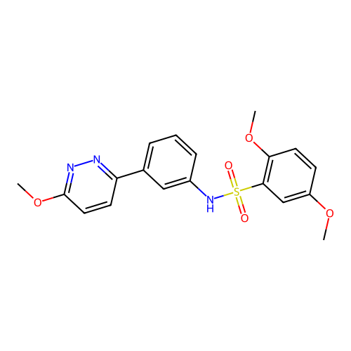 2,5-dimethoxy-N-[3-(6-methoxypyridazin-3-yl)phenyl]benzenesulfonamide structure