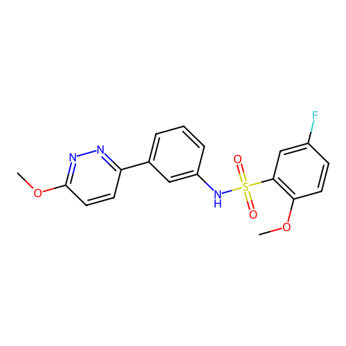 5-fluoro-2-methoxy-N-[3-(6-methoxypyridazin-3-yl)phenyl]benzenesulfonamide structure