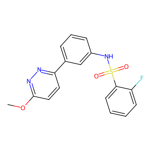 2-fluoro-N-[3-(6-methoxypyridazin-3-yl)phenyl]benzenesulfonamide structure