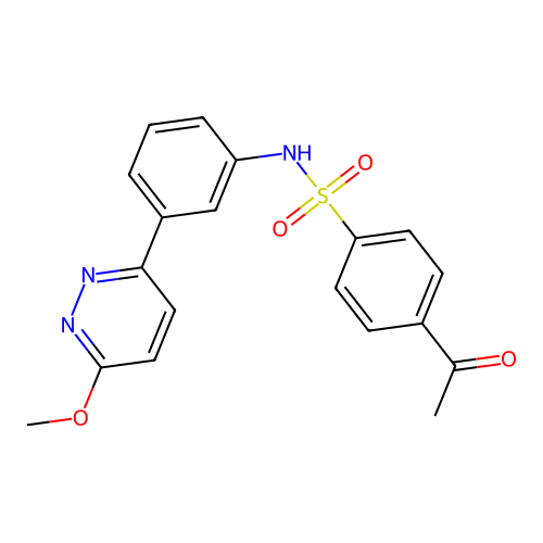 4-acetyl-N-[3-(6-methoxypyridazin-3-yl)phenyl]benzenesulfonamide structure