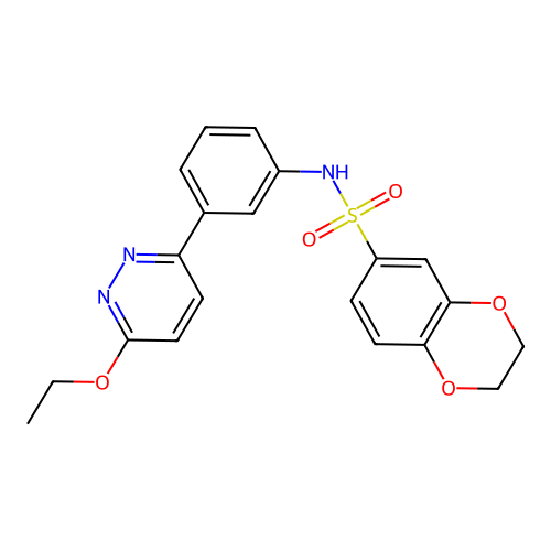 N-[3-(6-ethoxypyridazin-3-yl)phenyl]-2,3-dihydro-1,4-benzodioxine-6-sulfonamide structure