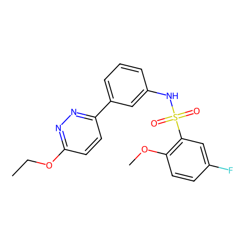 N-[3-(6-ethoxypyridazin-3-yl)phenyl]-5-fluoro-2-methoxybenzenesulfonamide structure