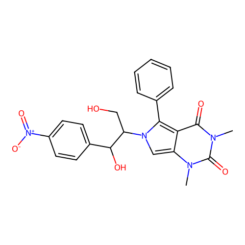 6-(1,3-dihydroxy-1-(4-nitrophenyl)propan-2-yl)-1,3-dimethyl-5-phenyl-1H-pyrrolo[3,4-d]pyrimidine-2,4(3H,6H)-dione structure