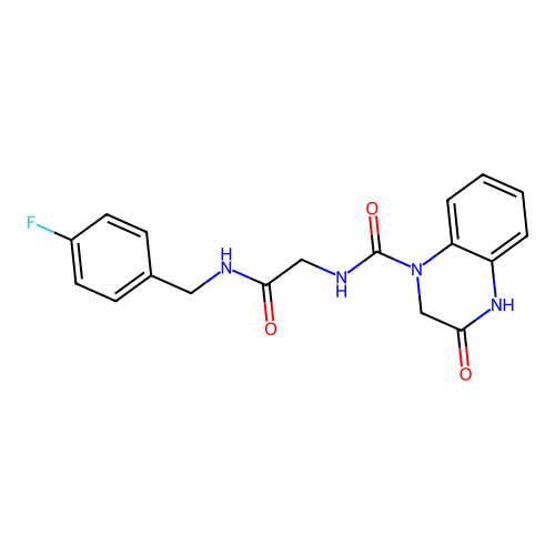 N-{2-[(4-fluorobenzyl)amino]-2-oxoethyl}-3-hydroxyquinoxaline-1(2H)-carboxamide structure