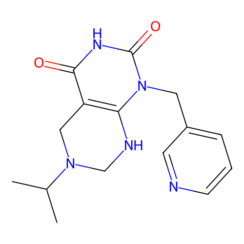 6-isopropyl-1-(pyridin-3-ylmethyl)-5,6,7,8-tetrahydropyrimido[4,5-d]pyrimidine-2,4(1H,3H)-dione structure