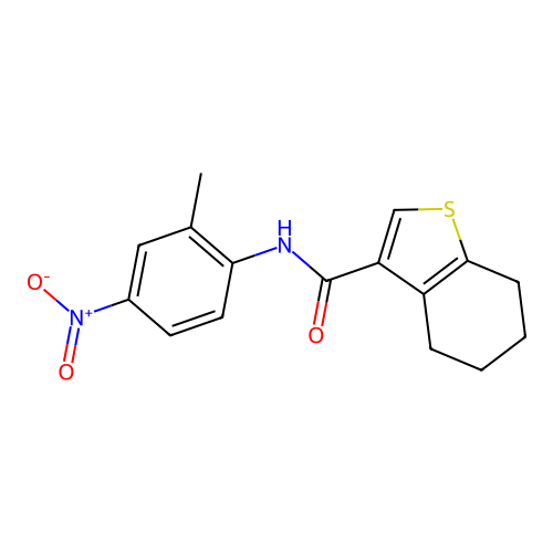 N-(2-methyl-4-nitrophenyl)-4,5,6,7-tetrahydro-1-benzothiophene-3-carboxamide structure