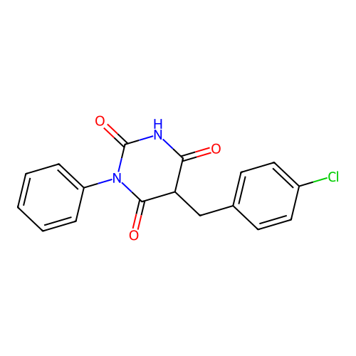 5-(4-chlorobenzyl)-2-hydroxy-1-phenylpyrimidine-4,6(1H,5H)-dione structure