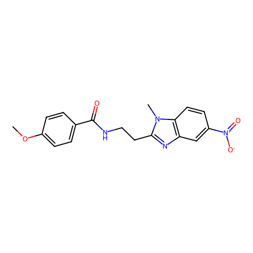 4-methoxy-N-[2-(1-methyl-5-nitrobenzimidazol-2-yl)ethyl]benzamide structure