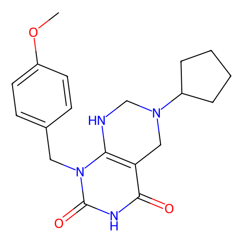 6-cyclopentyl-1-(4-methoxybenzyl)-5,6,7,8-tetrahydropyrimido[4,5-d]pyrimidine-2,4(1H,3H)-dione structure