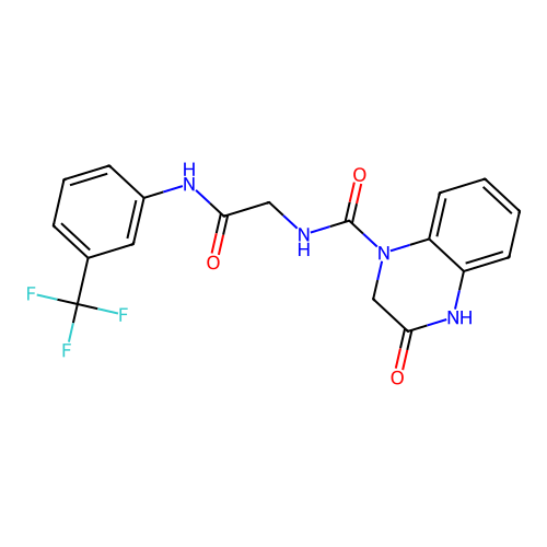 3-hydroxy-N-(2-oxo-2-{[3-(trifluoromethyl)phenyl]amino}ethyl)quinoxaline-1(2H)-carboxamide structure