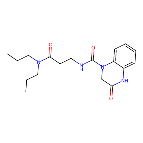 N-[3-(dipropylamino)-3-oxopropyl]-3-hydroxyquinoxaline-1(2H)-carboxamide structure