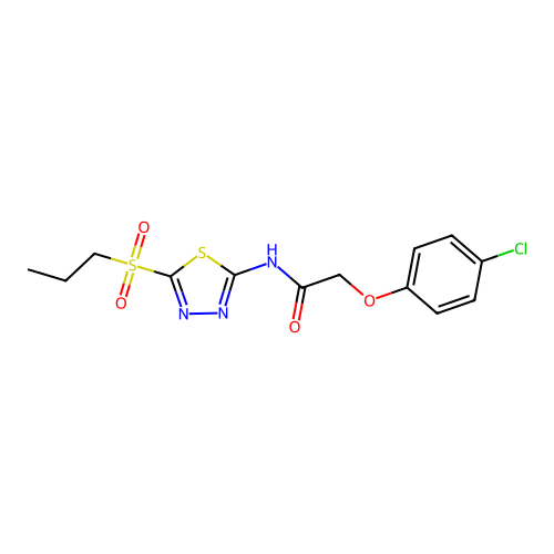 2-(4-chlorophenoxy)-N-(5-(propylsulfonyl)-1,3,4-thiadiazol-2-yl)acetamide structure