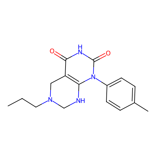 6-propyl-1-(p-tolyl)-5,6,7,8-tetrahydropyrimido[4,5-d]pyrimidine-2,4(1H,3H)-dione structure