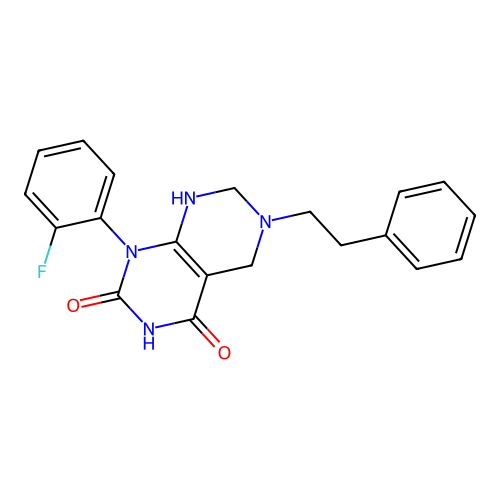 1-(2-fluorophenyl)-6-phenethyl-5,6,7,8-tetrahydropyrimido[4,5-d]pyrimidine-2,4(1H,3H)-dione structure
