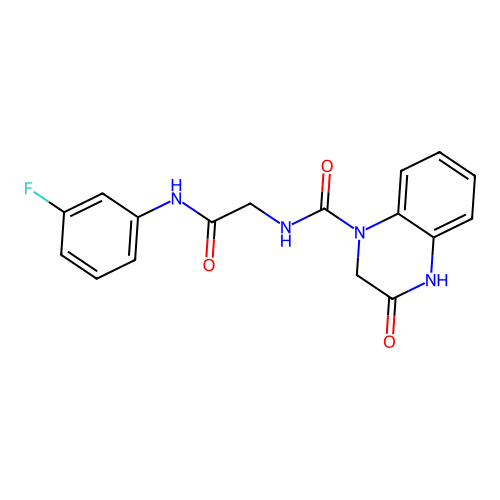 N-{2-[(3-fluorophenyl)amino]-2-oxoethyl}-3-hydroxyquinoxaline-1(2H)-carboxamide structure