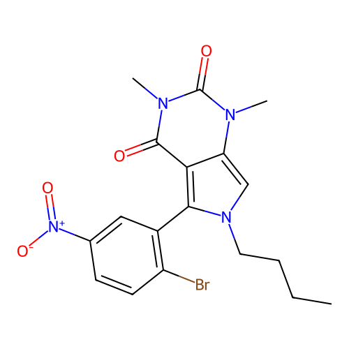5-(2-bromo-5-nitrophenyl)-6-butyl-1,3-dimethyl-1H-pyrrolo[3,4-d]pyrimidine-2,4(3H,6H)-dione structure