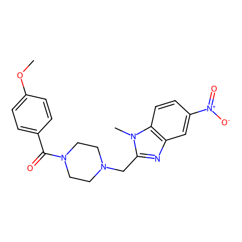 (4-methoxyphenyl)-[4-[(1-methyl-5-nitrobenzimidazol-2-yl)methyl]piperazin-1-yl]methanone structure