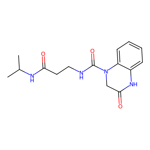 3-hydroxy-N-[3-oxo-3-(propan-2-ylamino)propyl]quinoxaline-1(2H)-carboxamide structure