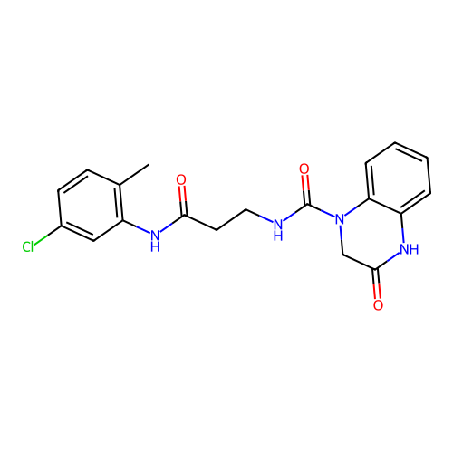 N-[3-(5-chloro-2-methylanilino)-3-oxopropyl]-3-oxo-2,4-dihydroquinoxaline-1-carboxamide structure