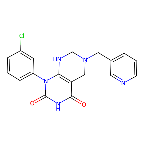 1-(3-chlorophenyl)-6-(pyridin-3-ylmethyl)-5,6,7,8-tetrahydropyrimido[4,5-d]pyrimidine-2,4(1H,3H)-dione structure