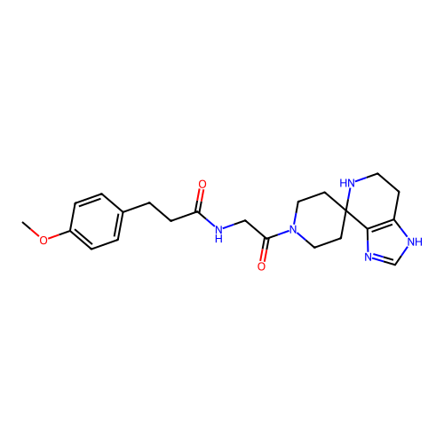 3-(4-methoxyphenyl)-N-(2-oxo-2-spiro[4,5,6,7-tetrahydroimidazo[4,5-c]pyridine-4,4'-piperidine]-10-ylethyl)propanamide structure