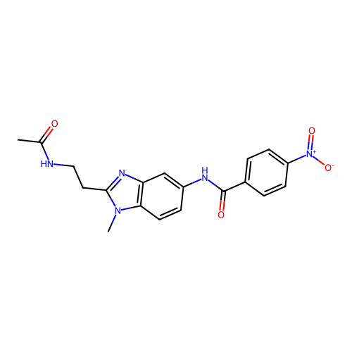 N-[2-(2-acetamidoethyl)-1-methylbenzimidazol-5-yl]-4-nitrobenzamide structure