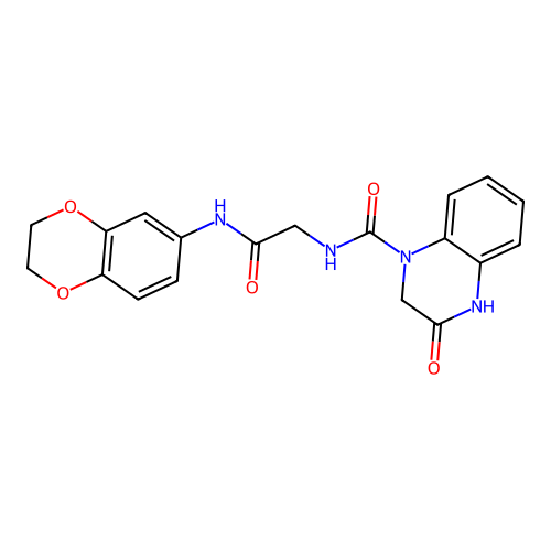 N-(2-((2,3-dihydrobenzo[b][1,4]dioxin-6-yl)amino)-2-oxoethyl)-3-oxo-3,4-dihydroquinoxaline-1(2H)-carboxamide structure