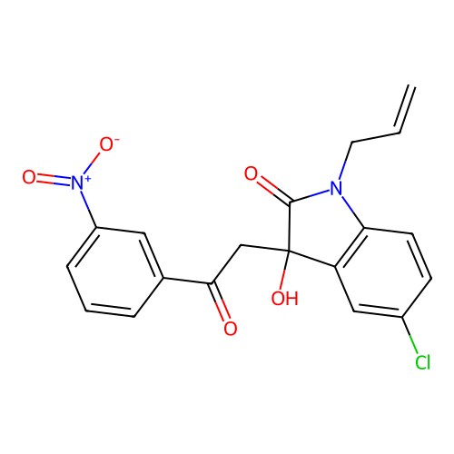 1-allyl-5-chloro-3-hydroxy-3-(2-(3-nitrophenyl)-2-oxoethyl)indolin-2-one structure