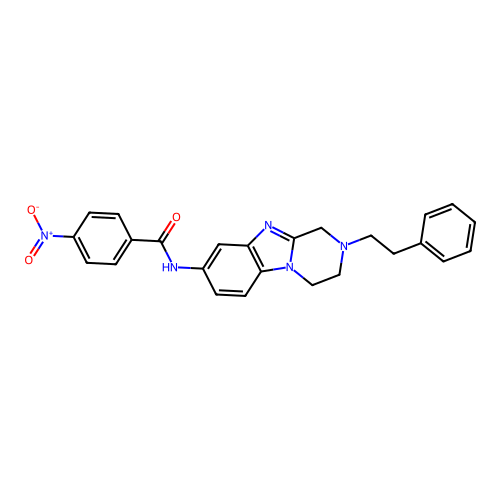 4-nitro-N-(2-phenethyl-1,2,3,4-tetrahydrobenzo[4,5]imidazo[1,2-a]pyrazin-8-yl)benzamide structure