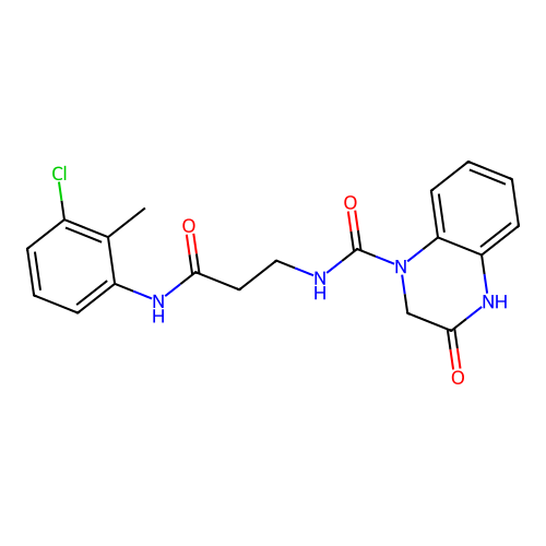 N-[3-(3-chloro-2-methylanilino)-3-oxopropyl]-3-oxo-2,4-dihydroquinoxaline-1-carboxamide structure
