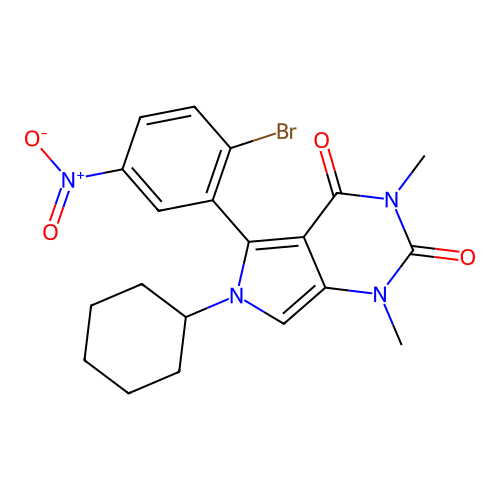 5-(2-bromo-5-nitrophenyl)-6-cyclohexyl-1,3-dimethyl-1H-pyrrolo[3,4-d]pyrimidine-2,4(3H,6H)-dione structure