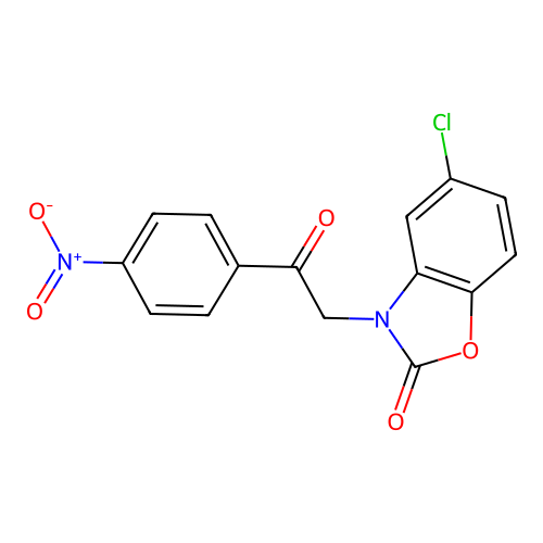 5-chloro-3-[2-(4-nitrophenyl)-2-oxoethyl]-1,3-benzoxazol-2(3H)-one structure