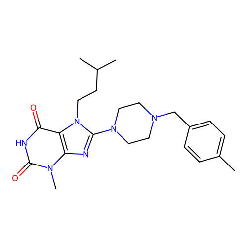 7-isopentyl-3-methyl-8-(4-(4-methylbenzyl)piperazin-1-yl)-1H-purine-2,6(3H,7H)-dione structure
