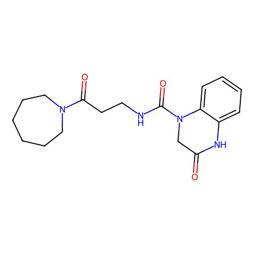 N-[3-(azepan-1-yl)-3-oxopropyl]-3-hydroxyquinoxaline-1(2H)-carboxamide structure