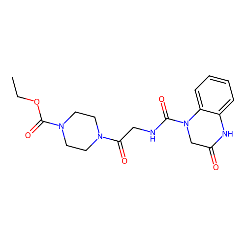 ethyl 4-[2-[(3-oxo-2,4-dihydroquinoxaline-1-carbonyl)amino]acetyl]piperazine-1-carboxylate structure