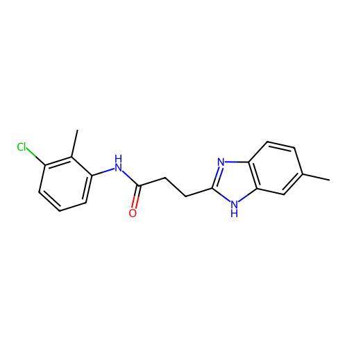 N-(3-chloro-2-methylphenyl)-3-(6-methyl-1H-benzimidazol-2-yl)propanamide structure
