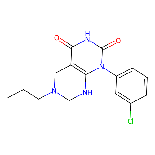 1-(3-chlorophenyl)-6-propyl-5,6,7,8-tetrahydropyrimido[4,5-d]pyrimidine-2,4(1H,3H)-dione structure