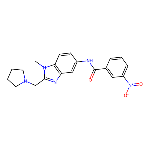 N-[1-methyl-2-(pyrrolidin-1-ylmethyl)benzimidazol-5-yl]-3-nitrobenzamide structure