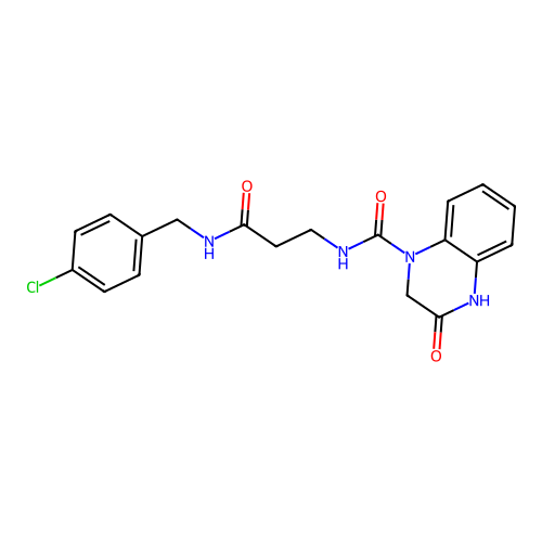 N-{3-[(4-chlorobenzyl)amino]-3-oxopropyl}-3-hydroxyquinoxaline-1(2H)-carboxamide structure
