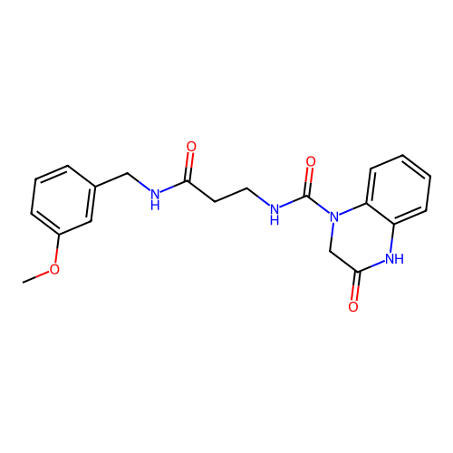 3-hydroxy-N-{3-[(3-methoxybenzyl)amino]-3-oxopropyl}quinoxaline-1(2H)-carboxamide structure