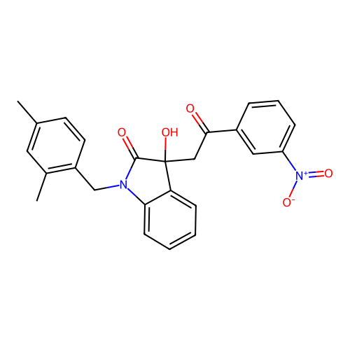 1-(2,4-dimethylbenzyl)-3-hydroxy-3-(2-(3-nitrophenyl)-2-oxoethyl)indolin-2-one structure
