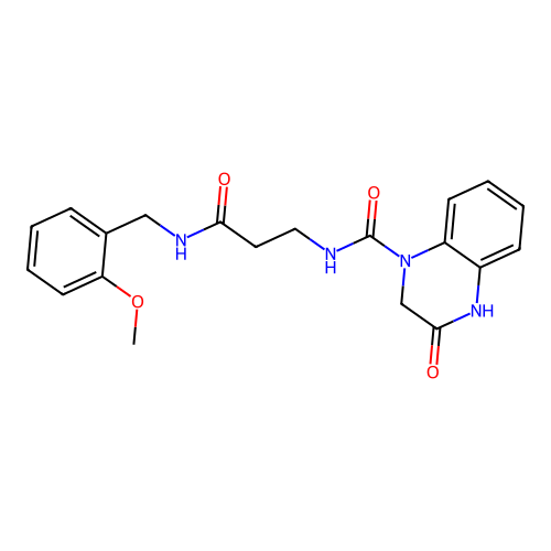 3-hydroxy-N-{3-[(2-methoxybenzyl)amino]-3-oxopropyl}quinoxaline-1(2H)-carboxamide structure