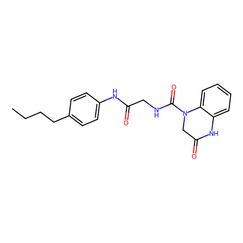 N-{2-[(4-butylphenyl)amino]-2-oxoethyl}-3-hydroxyquinoxaline-1(2H)-carboxamide structure